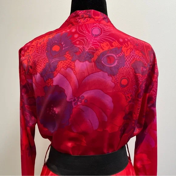 D.E.P.T Red and Purple Floral Print Long Sleeve Dress Size L - Picture 5 of 8